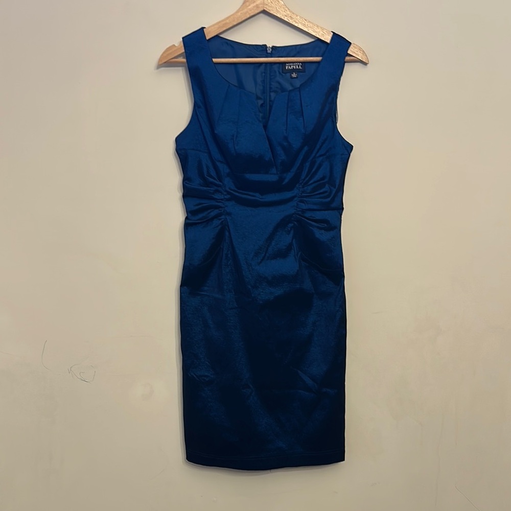 Adrianna Papell  Blue Pleated Sheath Mini Dress